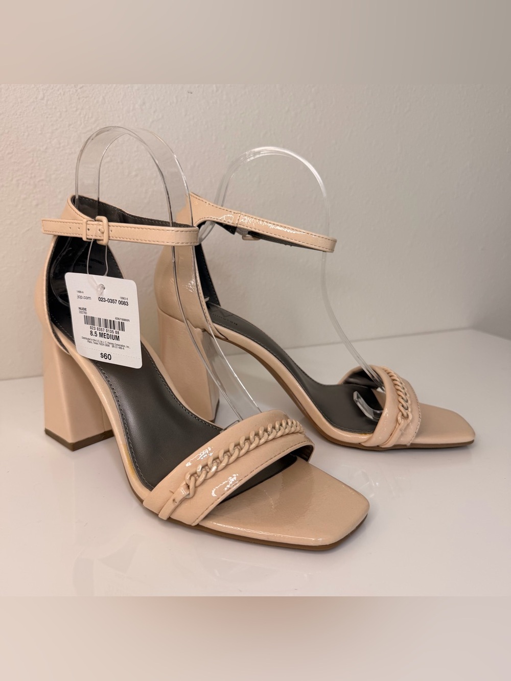 Worthington Nude Patent Block Heel Sandals - Picture 13 of 14